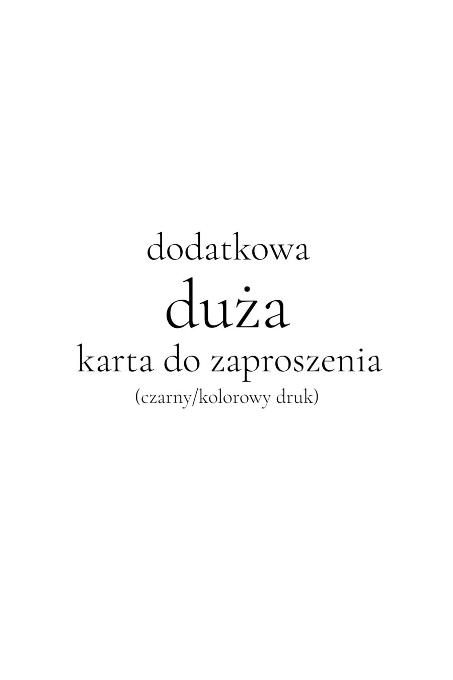 Dodatkowa duża karta do zaproszenia