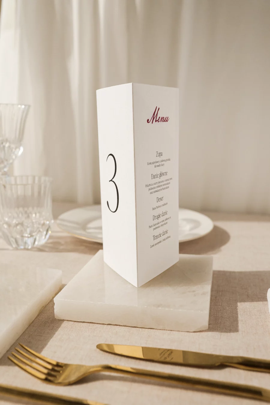 Menu + numer stołu VALERIE